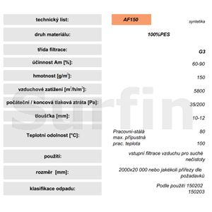 Filtrační tkanina G3 - syntetika AF150